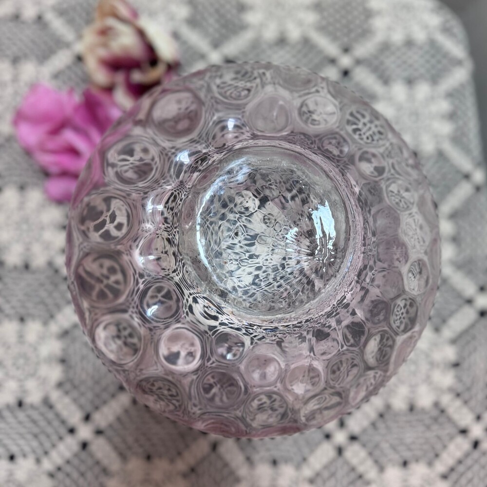 Vintage Empoli Italian Art Glass Pink Coin Dot Fishbowl Vase - Picture 3 of 10